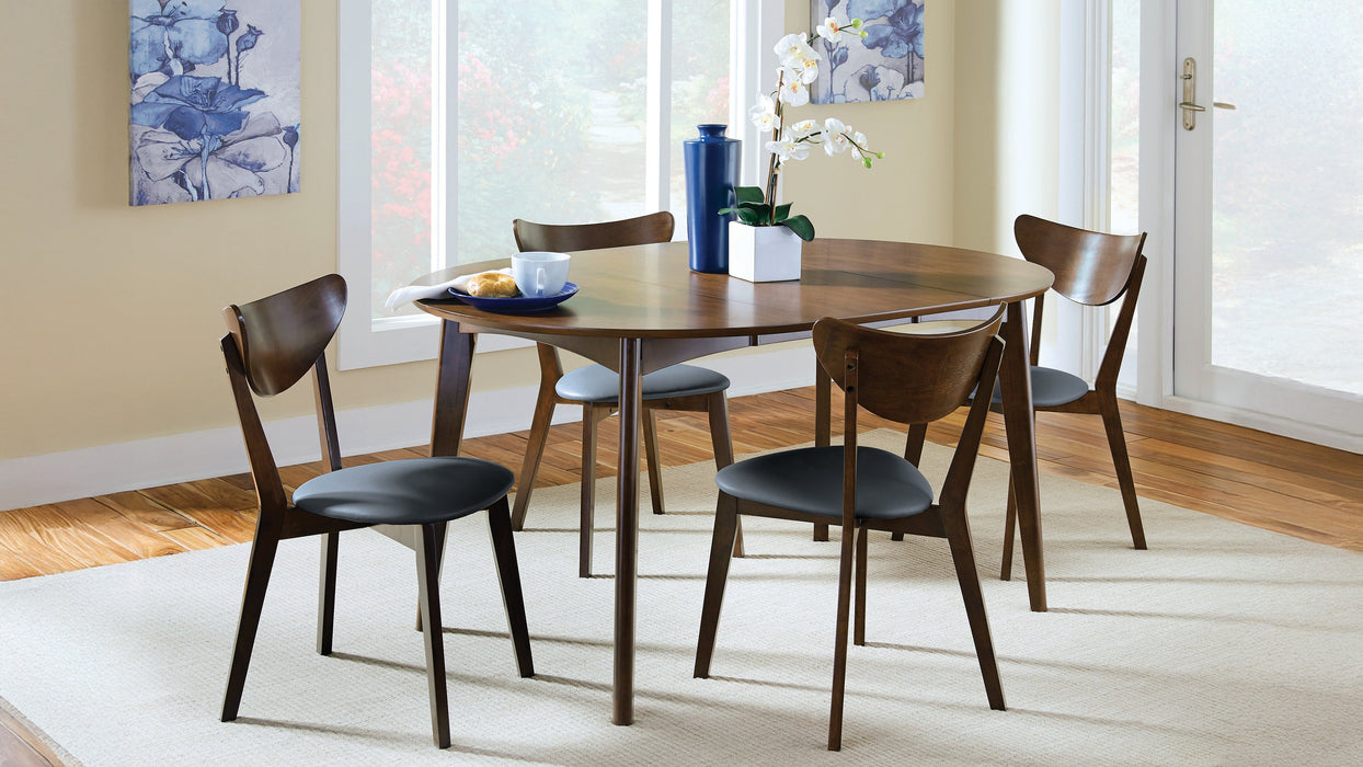 Jedda 5-piece Oval Dining Table Set Dark Walnut