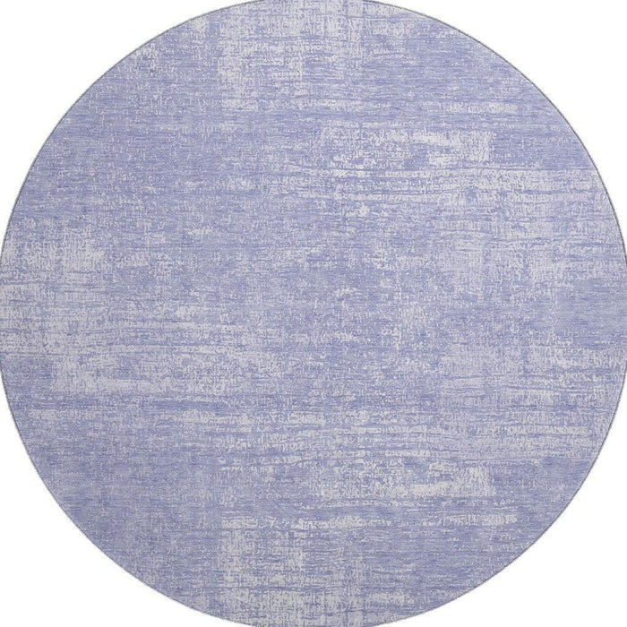 8' Abstract Washable Round Rug With UV Protection (667129) - Lavender / Ivory