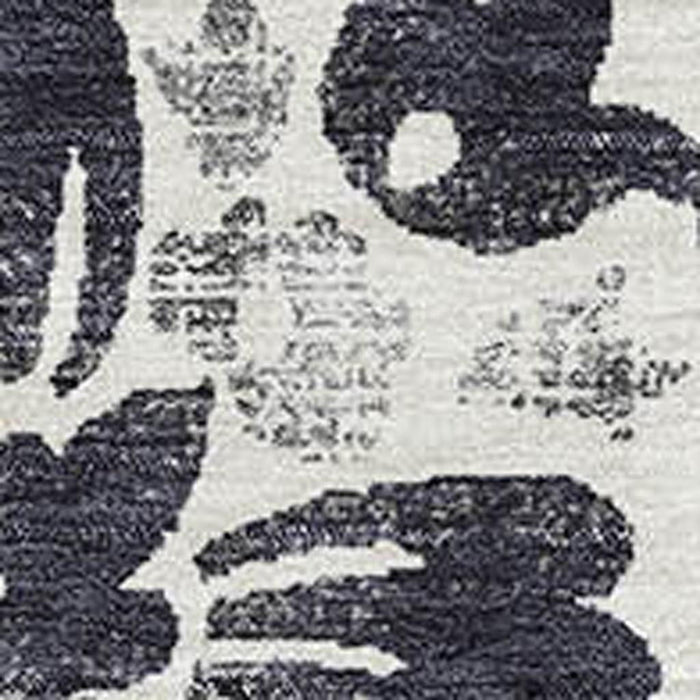 10' X 14' Floral Washable Area Rug With UV Protection - Black And Ivory