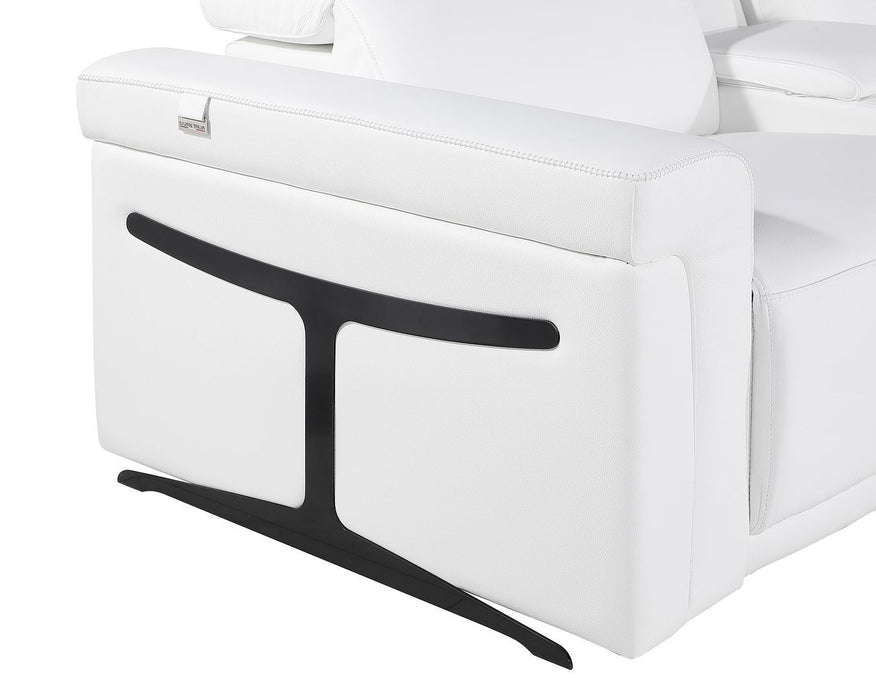 Top Grain Leather Reclining Metal USB Sofa (720378) - White