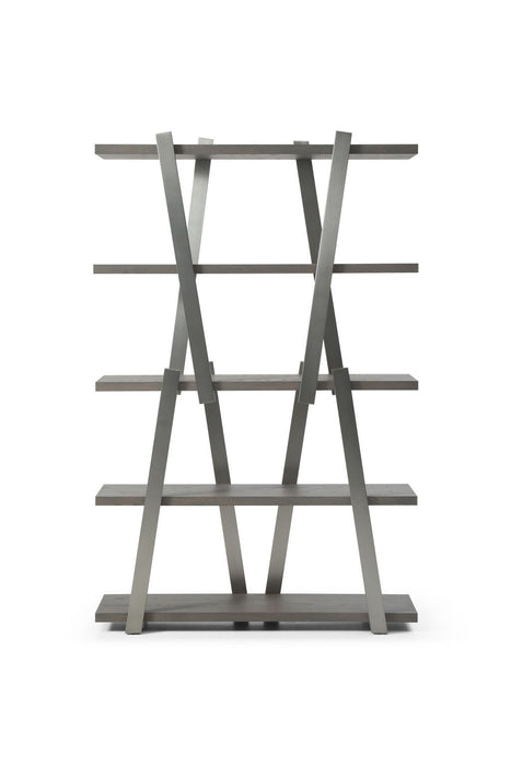 Stainless Four Tier Geometric Bookcase - Gray / Silver