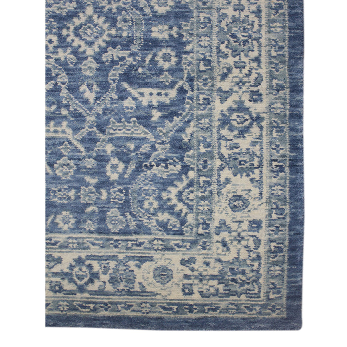 5' X 8' Wool Medallion Hand Woven Area Rug - Denim Blue And Ivory