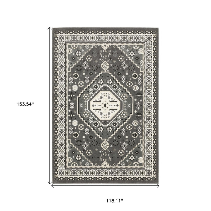 10' X 13' Medallion Area Rug - Gray And Ivory