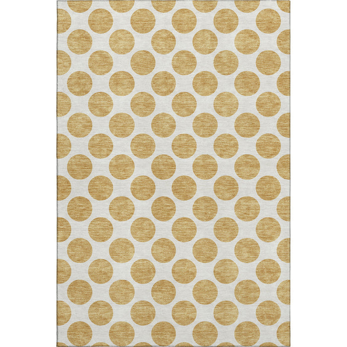 10' X 14' Polka Dot Washable Area Rug With UV Protection (677393) - Gold / Ivory