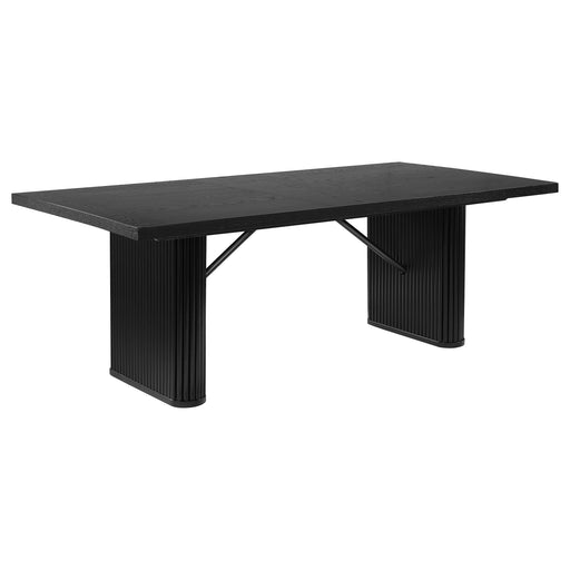 Black CoasterEveryday Catherine rectangular 84-inch wood dining table with sturdy design and smooth surface for family meals.