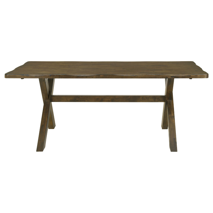 CoasterEveryday Alston 5-piece rectangular dining table set with knotty nutmeg finish, includes table and matching chairs.