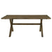 CoasterEveryday Alston 6-piece rectangular dining table set with knotty nutmeg finish, including matching chairs and table.