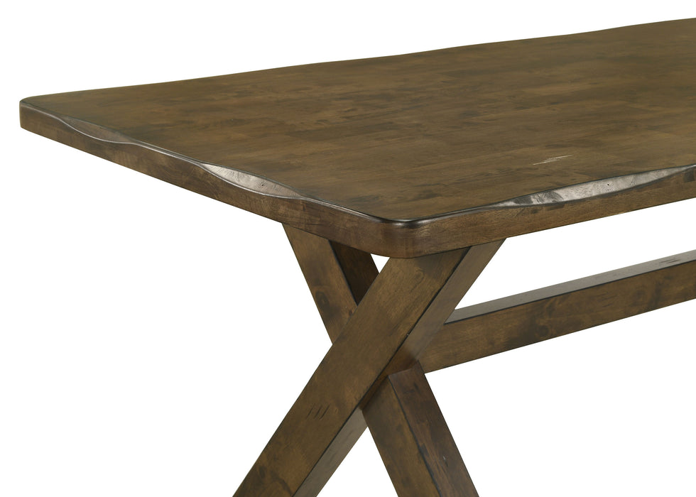 CoasterEveryday Alston 6-piece rectangular dining table set in knotty nutmeg wood finish, featuring sturdy legs and a smooth tabletop.