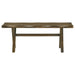 CoasterEveryday Alston 6-piece rectangular dining table set in knotty nutmeg wood, featuring sturdy legs and smooth tabletop surface.