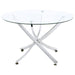 Beckham 46-inch round glass top dining table with chrome base, modern furniture piece from CoasterEveryday.