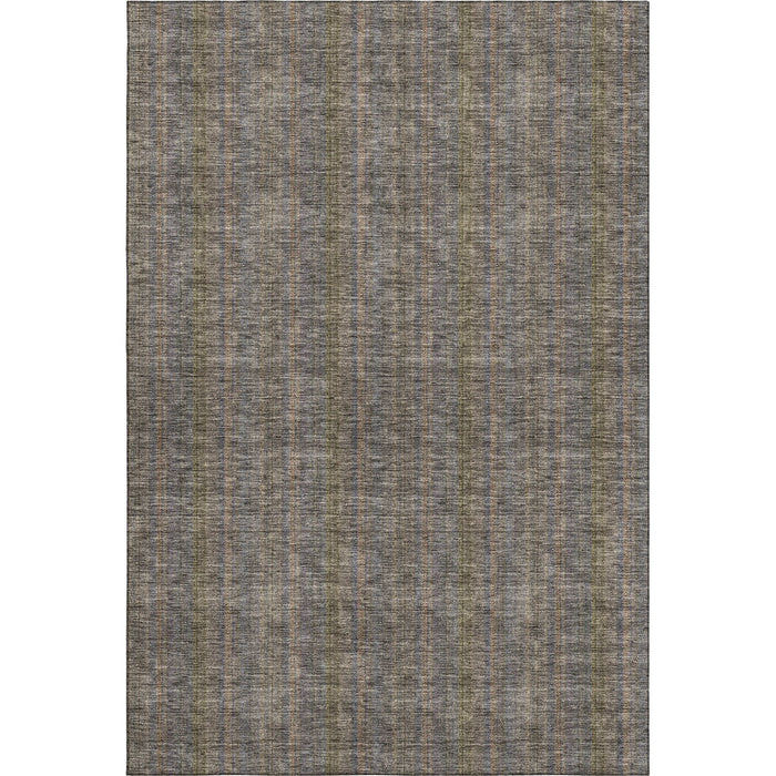 10' X 14' Striped Washable Area Rug With UV Protection (677585) - Taupe / Olive Green