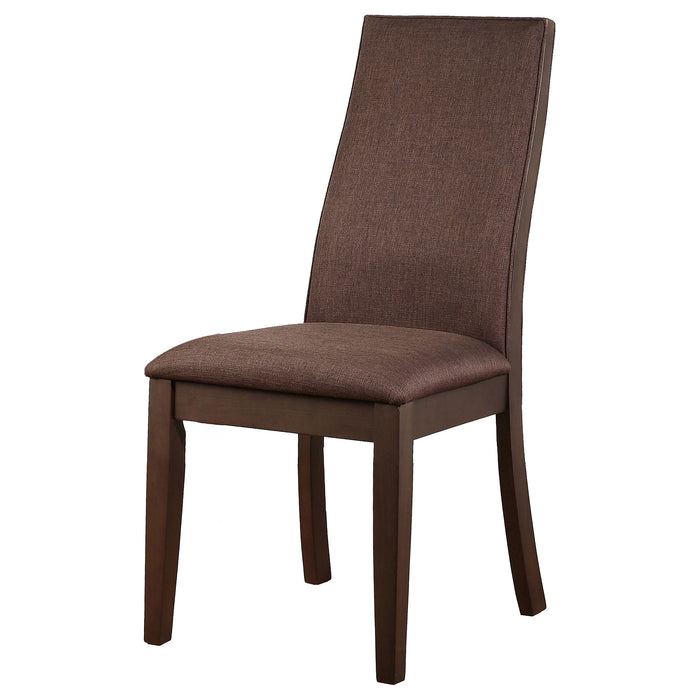Spring Creek 5-piece rectangular dining table set by CoasterEssence featuring a chocolate finish and matching chairs.