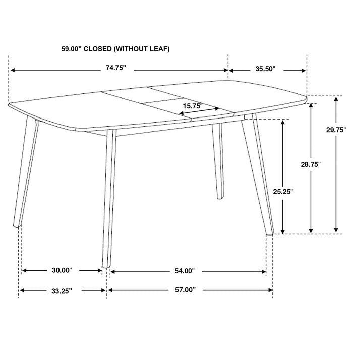 Redbridge 75-inch Extension Leaf Dining Table Natural Walnut