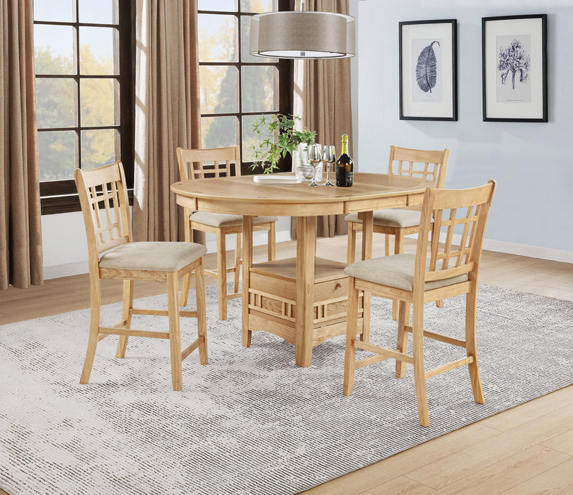Lavon 5-piece Oval Counter Height Extension Dining Set Light Oak