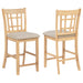 Set of two Lavon wood counter height dining chairs by CoasterEveryday, featuring linen upholstery and light oak finish.