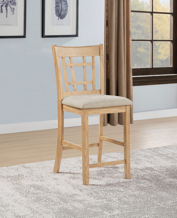 Set of two Lavon wood counter height dining chairs with linen upholstery and light oak finish from CoasterEveryday.
