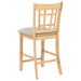 Set of two CoasterEveryday Lavon wood counter height dining chairs with linen upholstery and light oak finish, shown from side view.