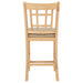 Set of two CoasterEveryday Lavon wood counter height dining chairs with linen seats and light oak finish, modern kitchen furniture.