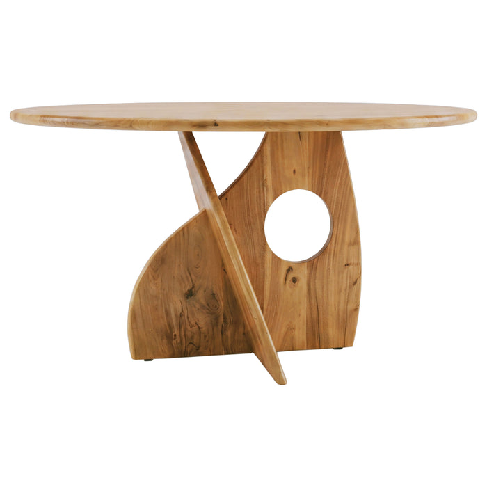 Snyder round pedestal solid wood dining table in natural acacia by CoasterEveryday