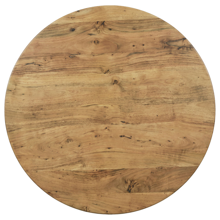 Snyder Round Pedestal Solid Wood Dining Table by CoasterEveryday in natural acacia finish