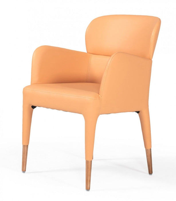 Upholstered Fabric Dining Arm Chair - Peach
