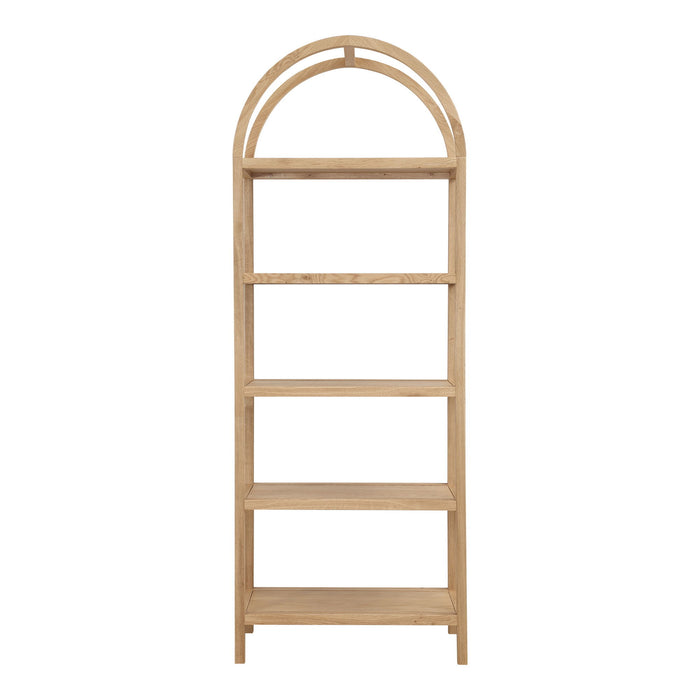 Five Tier Arched Top Bookcase - Natural