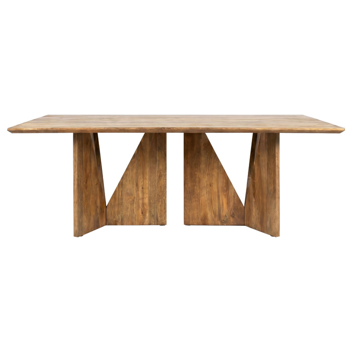 CoasterEveryday Sosa solid mango wood dining table in light brown with angular base