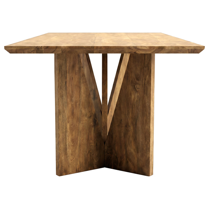 CoasterEveryday Sosa solid mango wood dining table in light brown with angular base
