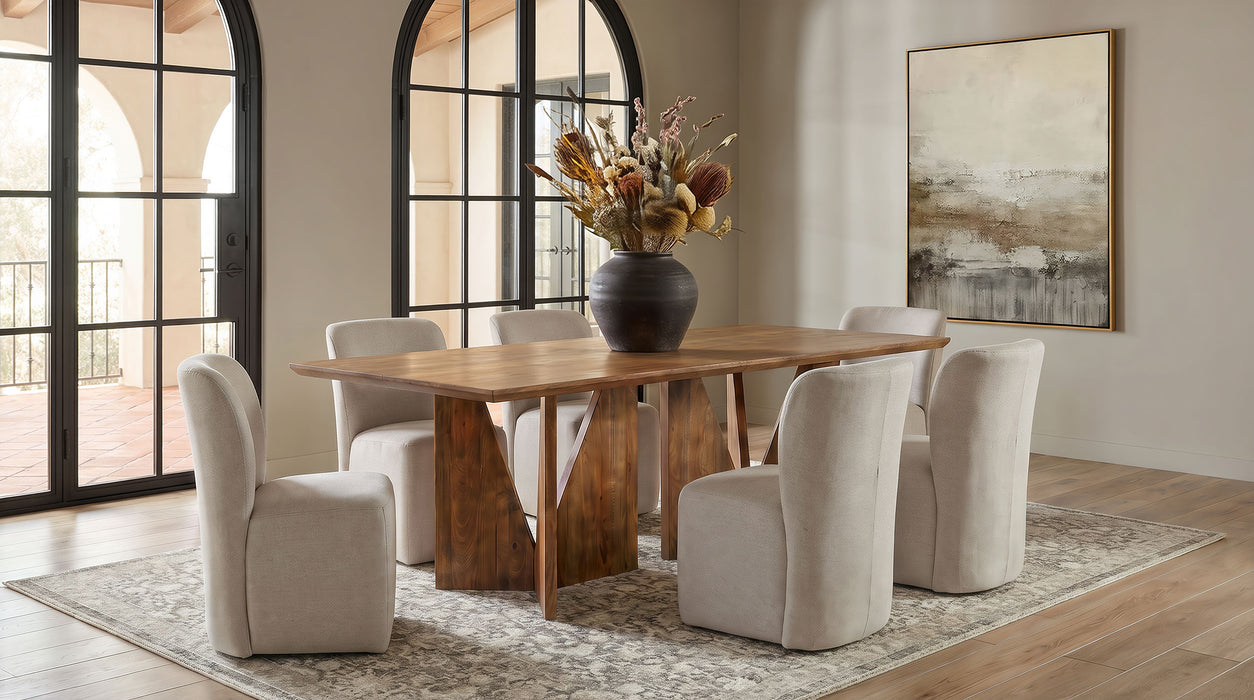 CoasterEveryday Sosa solid mango wood dining table in light brown with angular base