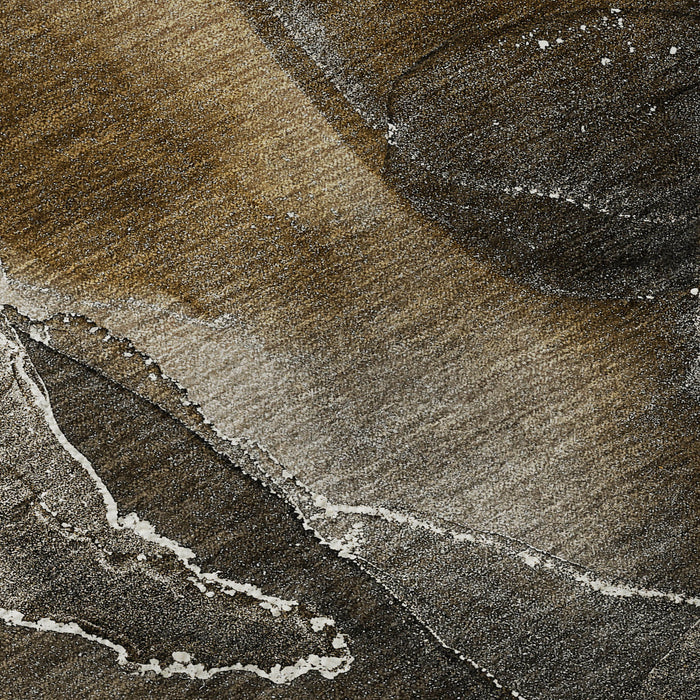 9' X 12' Abstract Washable Area Rug With UV Protection (646667) - Brown / Ivory