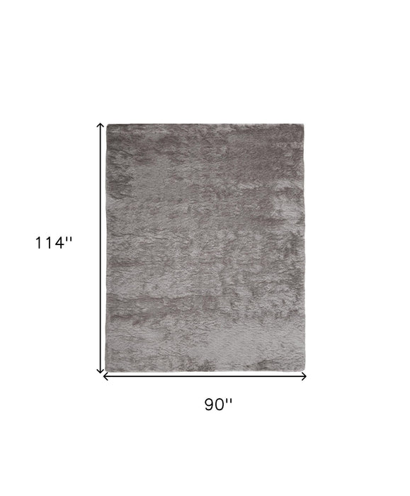 8' x 10' Shag Tufted Handmade Area Rug - Gray And Silver