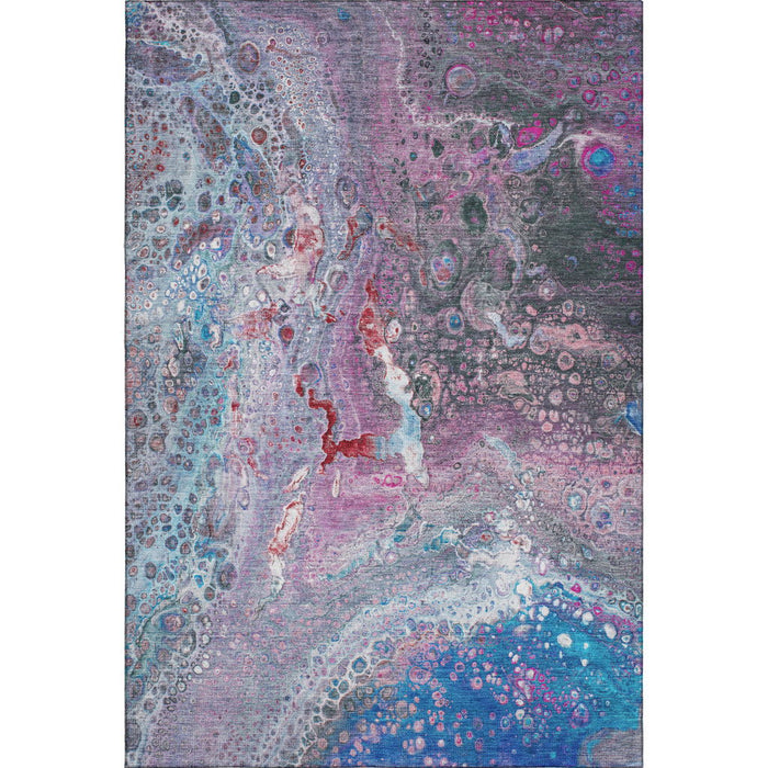 5' X 8' Abstract Washable Area Rug With UV Protection (650418) - Blue / Pink / Purple