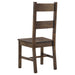 Coleman 5-piece rectangular dining set in rustic golden brown wood with matching chairs, designed for outdoor or indoor use.