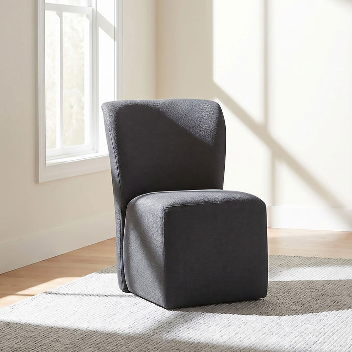 Set of two CoasterEveryday Jaelynn upholstered dining side chairs in charcoal with padded seats and modern design.
