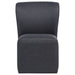 Set of two CoasterEveryday Jaelynn upholstered dining side chairs in charcoal fabric with a modern, padded design.