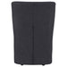 Pair of CoasterEveryday Jaelynn charcoal upholstered dining side chairs with padded seats and wooden legs, set of two.