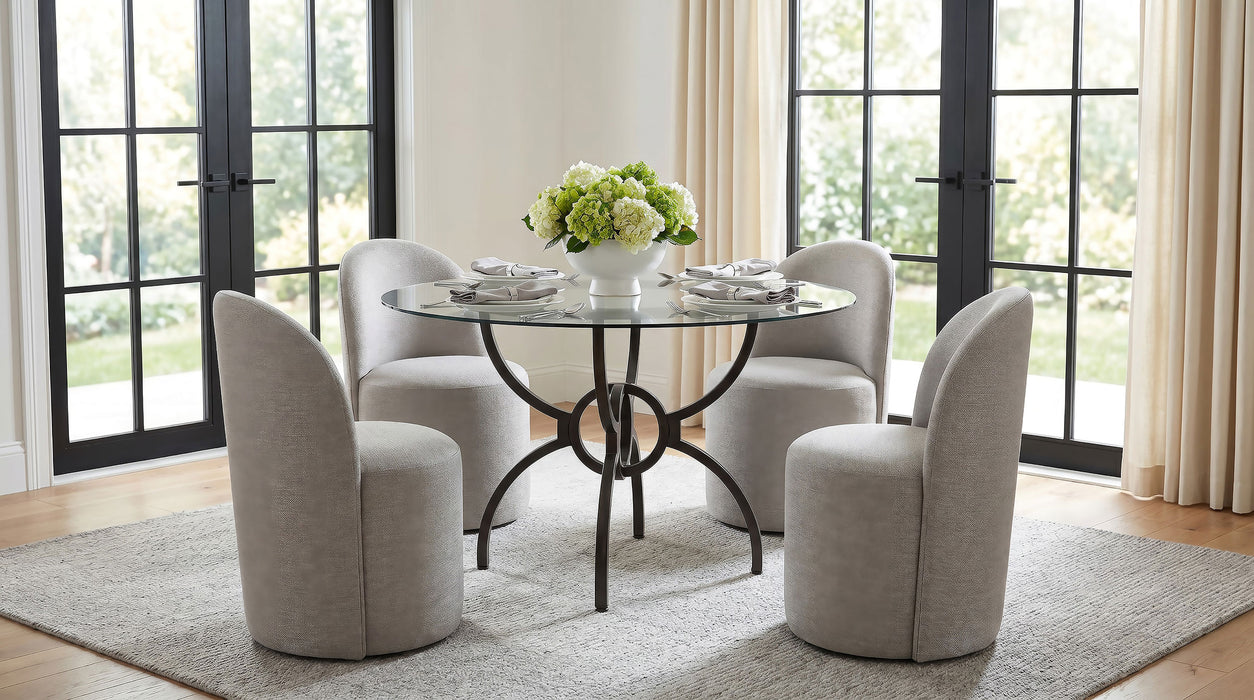 Aubrey Upholstered Barrel Dining Side Chair Beige (Set of 2)