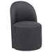 Set of two Aubrey upholstered barrel dining side chairs in charcoal, featuring plush fabric and modern design for dining room decor.