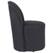 Pair of charcoal upholstered Aubrey barrel dining side chairs by CoasterEveryday, showcasing plush fabric and modern design.