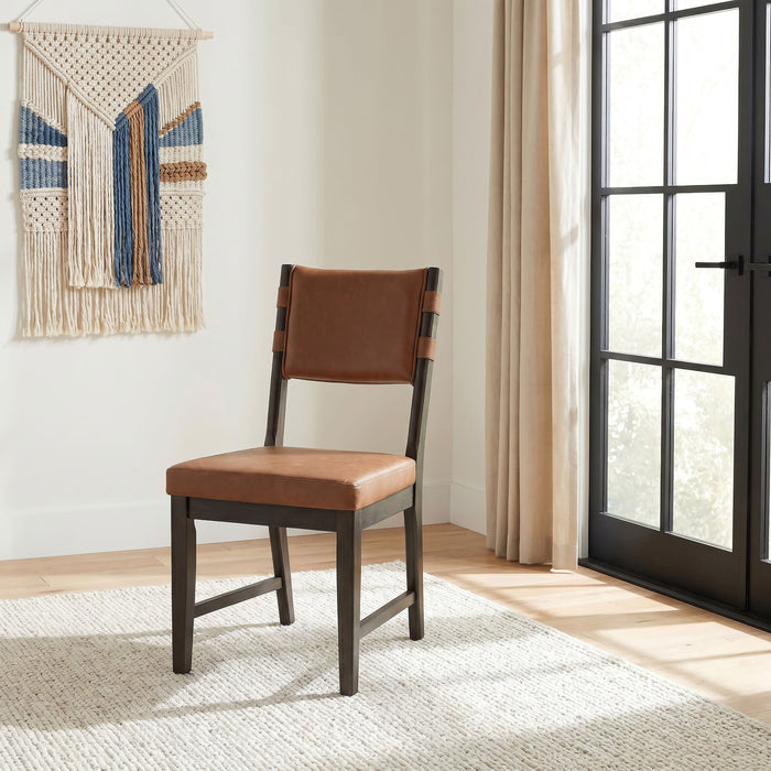 CoasterEveryday Tegan cognac faux leather upholstered dining side chair, set of 2