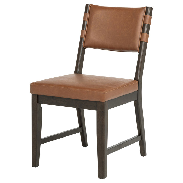 CoasterEveryday Tegan cognac faux leather upholstered dining side chair, set of 2
