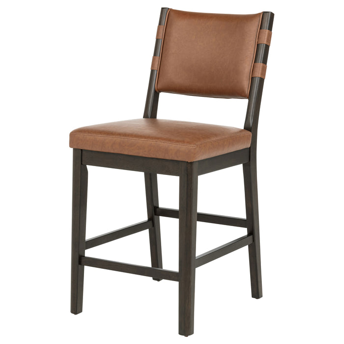Tegan Faux Leather Upholstered Counter Height Chair Cognac (Set of 2)