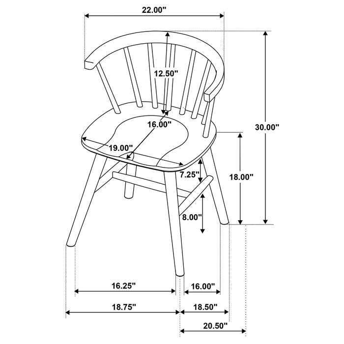 Jeffries Windsor Wood Dining Side Chair Walnut (Set of 2)