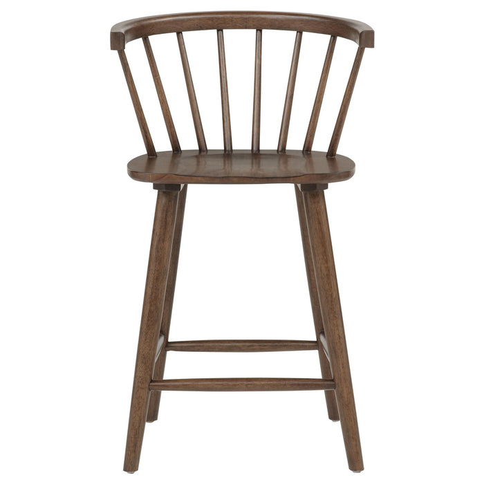 Jeffries 2-Piece Curved Spindle-Back Counter Chair Set Walnut