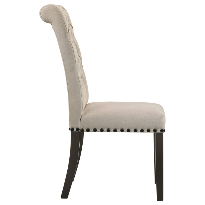 Alana Upholstered Dining Side Chair Beige Smokey Black (Set of 2)