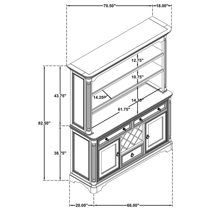 Cresswell 2-door 3-drawer Buffet and Hutch Weathered Taupe