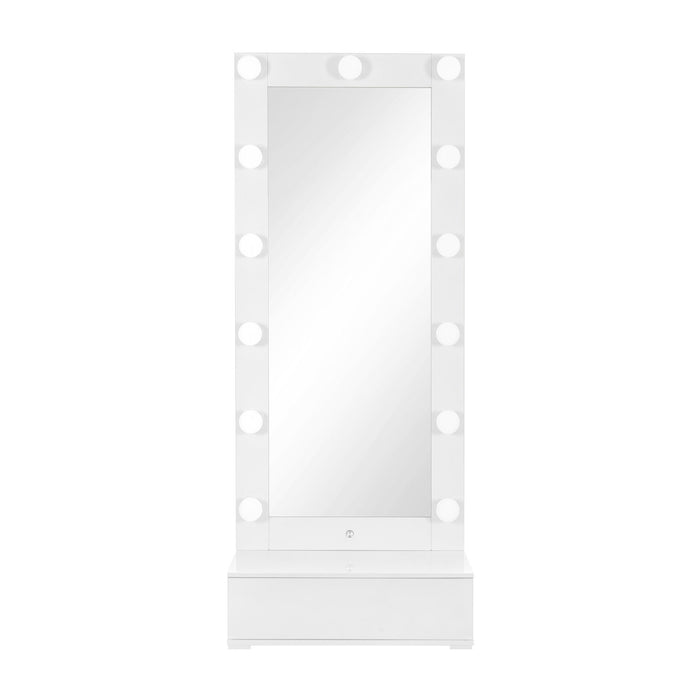 74" Lighted Freestanding Framed Full Length Mirror - White