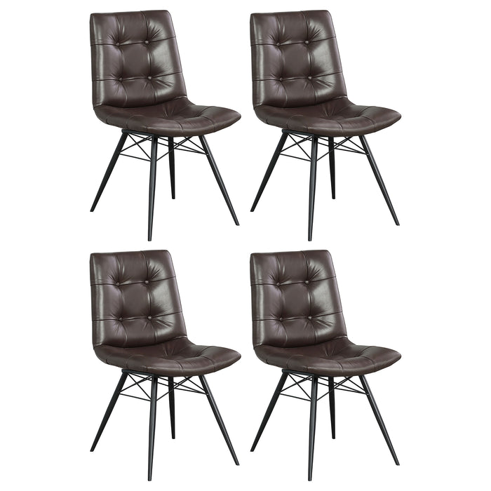 Aiken Faux Leather Upholstered Dining Side Chair Dark Brown (Set of 4)