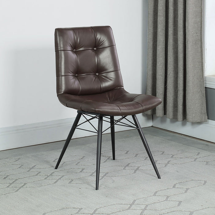 Aiken Faux Leather Upholstered Dining Side Chair Dark Brown (Set of 4)