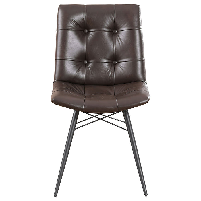 Aiken Faux Leather Upholstered Dining Side Chair Dark Brown (Set of 4)